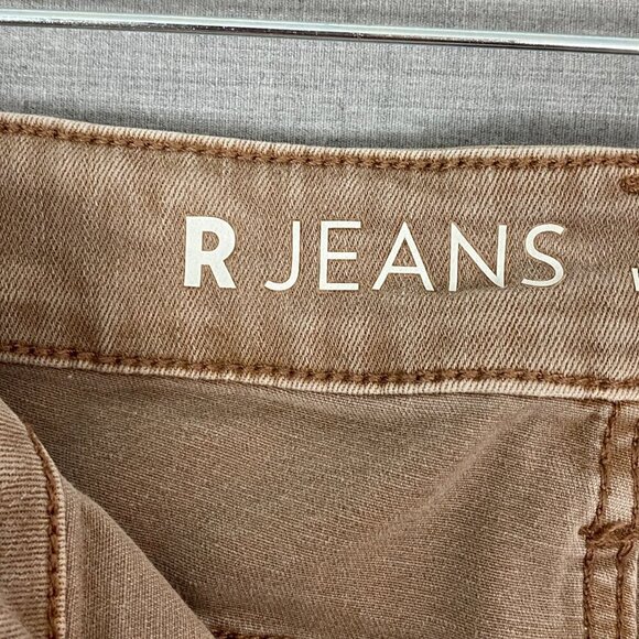 R Jeans Super High Rise Jeans Cropped Raw Hem Sz 34 Petite Skater Length Brown - Picture 5 of 11